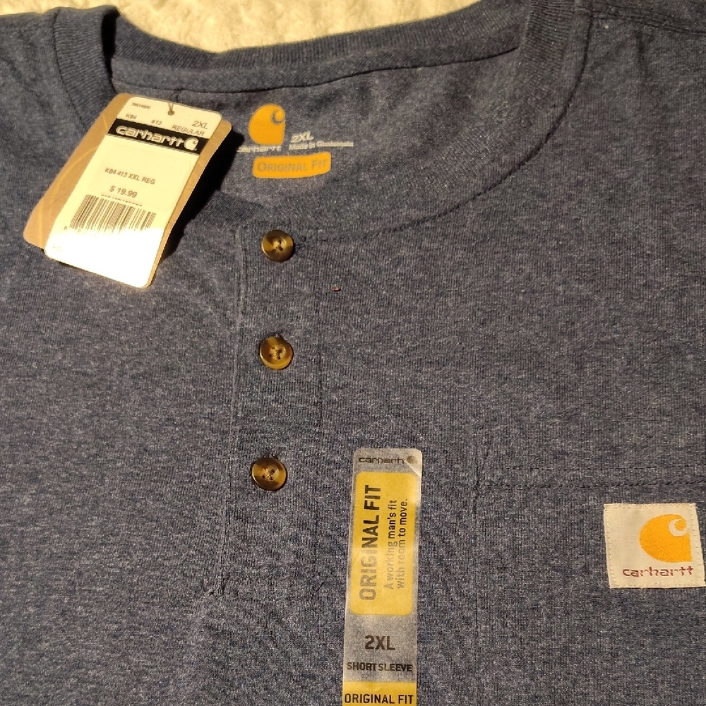 Carhartt Men's Blue Henley Shirt - Picture 2 of 3